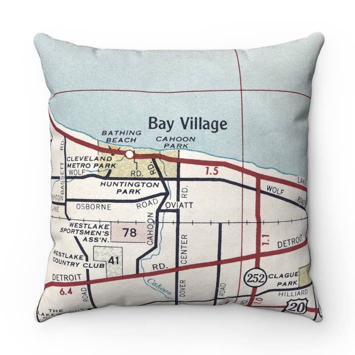 Bay Village Ohio Map Decorative Pillow Throw Pillow for wholesale by Daisy Mae Designs