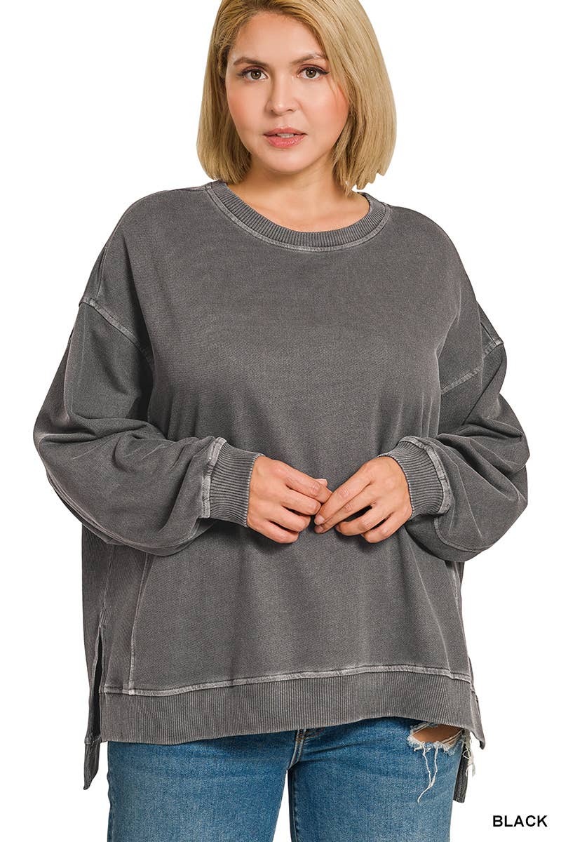 Vanilla Monkey – wholesale Sweatshirt – Women's – Plus F/terry Pigment Dye And Enzyme Washing Pullover2
