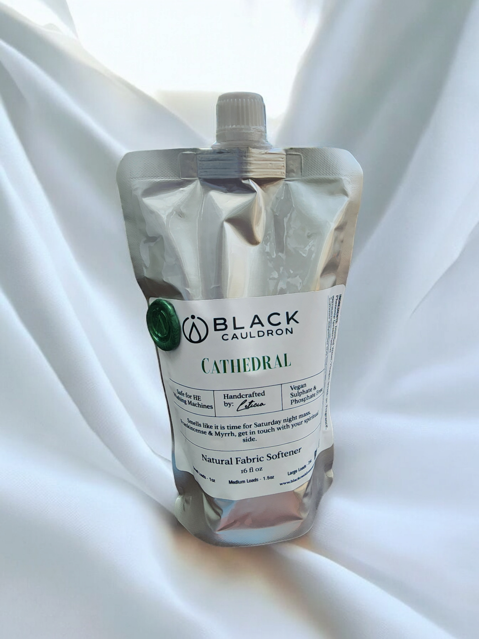 Black Cauldron Soap Co. – wholesale Fabric softener – Cathedral Frankincense & Myrrh Fabric Softener Conditioner | Fresh and Soft Laundry 16oz2