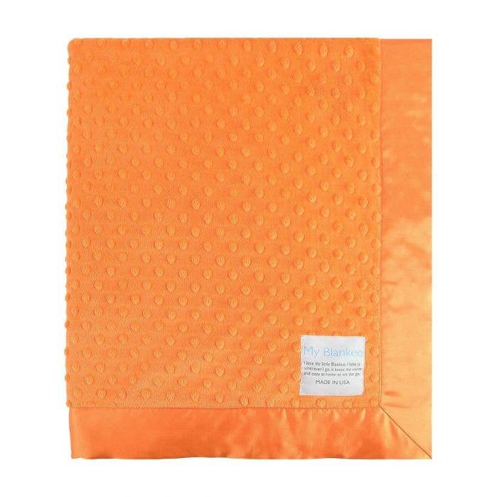 My Blankee - Wholesale Deken - Kinderen en baby - Oranje Minky Dot Flat Satijnen Rand Babydeken