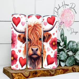 Cute Highland Cow Tumbler, Cow Floral Tumbler, Furry Cow Tumbler, Western  Tumbler, Tumbler with lid and straw