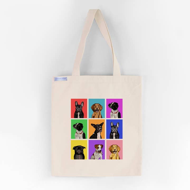 Dog Themed Printed Tote Bag for wholesale by Arttbyannie