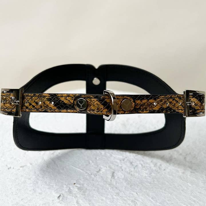 Shaya Pets - Vendita all'ingrosso Pettorina - Cani - Pettorina per cani in pelle gialla e nera goffrata Noah