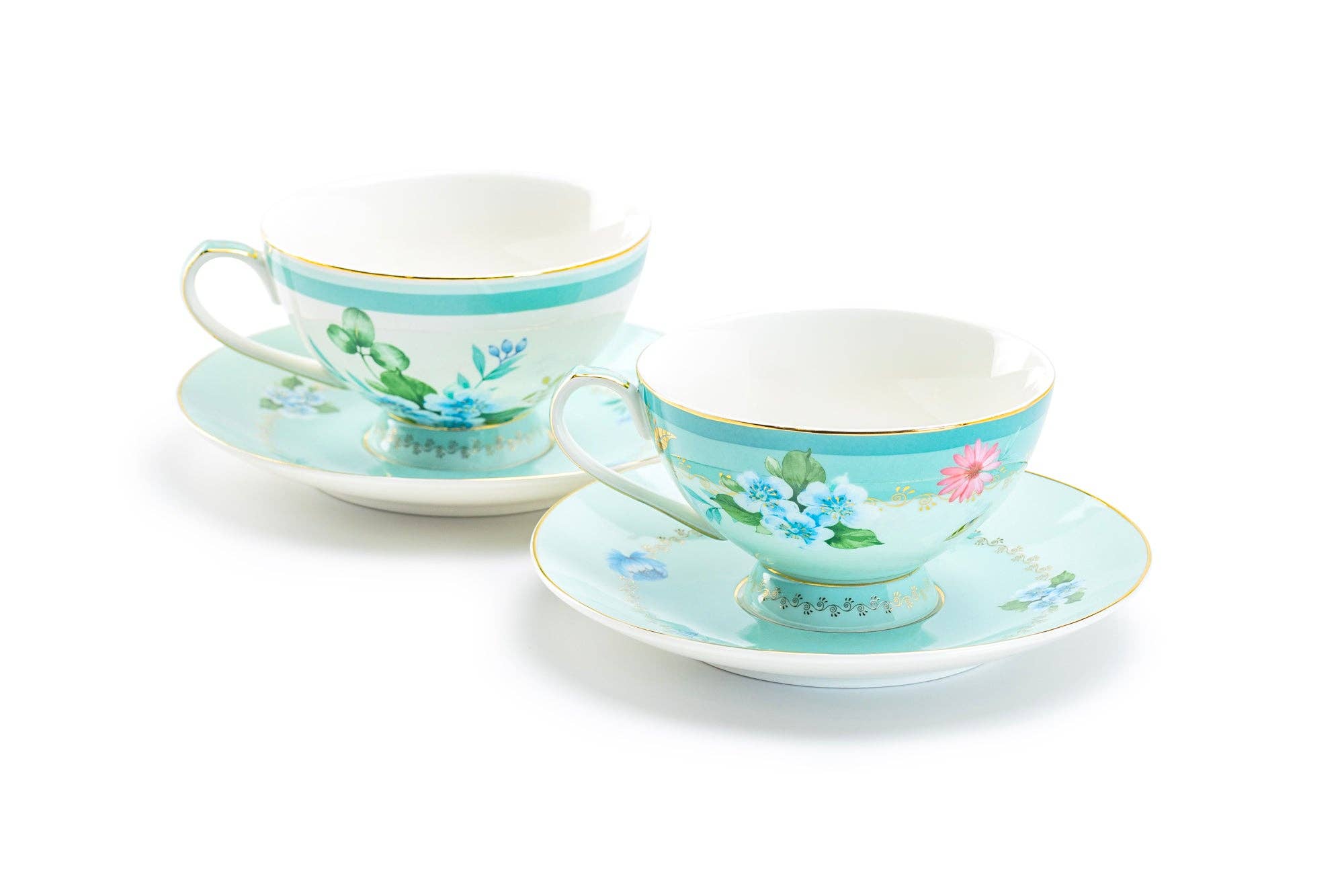 Grace Teaware - Wholesale Tea Set - Mint Flower Garden 7oz Fine Porcelain Cup & Saucer Set of 23