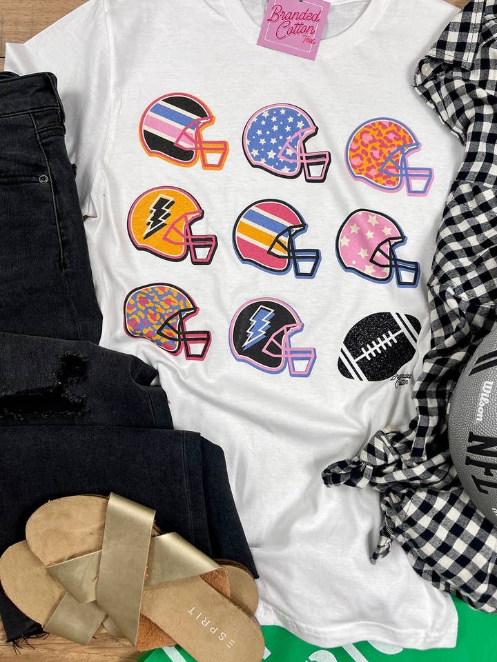 Helmets Repeat Tee for wholesale by Branded Cotton