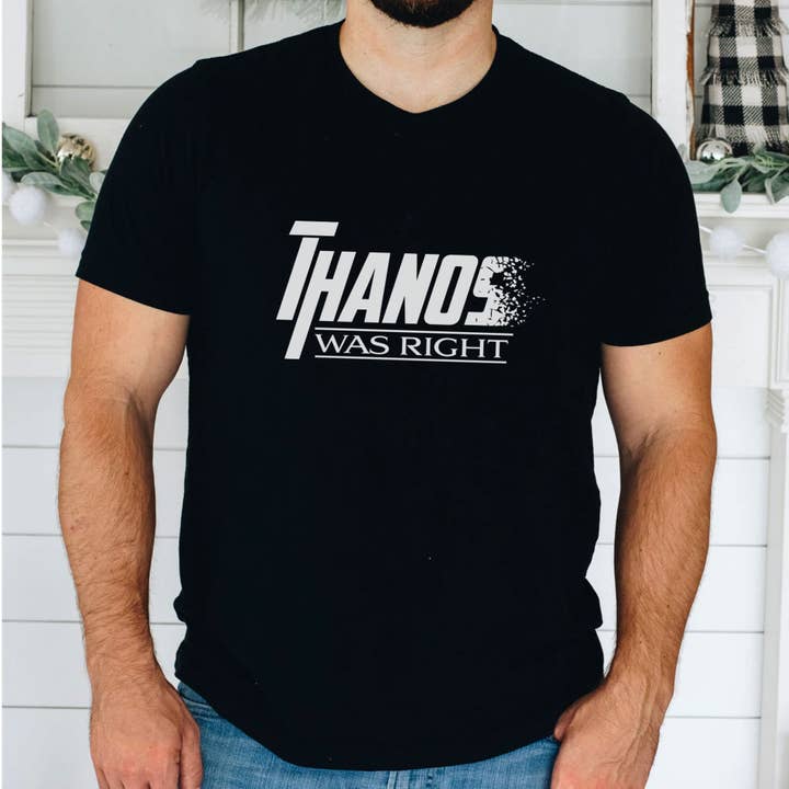 Stiles Tee Co. - Venta al por mayor Camiseta serigrafiada - Unisex - Camiseta Thanos Was Right Avengers | Camiseta de superhéroes