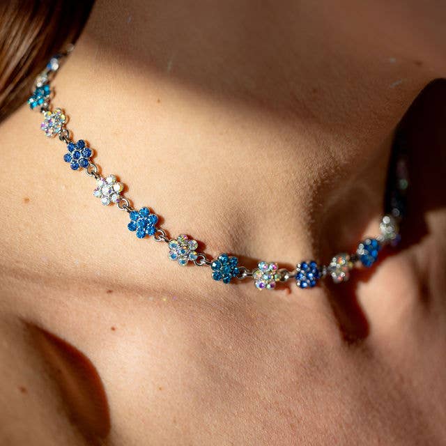 TLD Designs – Engroshandel Smykkesæt – Blomstrende Blues Rhinestone3