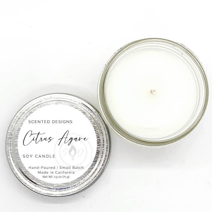 Citrus Agave Soy Candle - 2.5oz Mini Glass Jar for wholesale by Scented Designs Candle Co