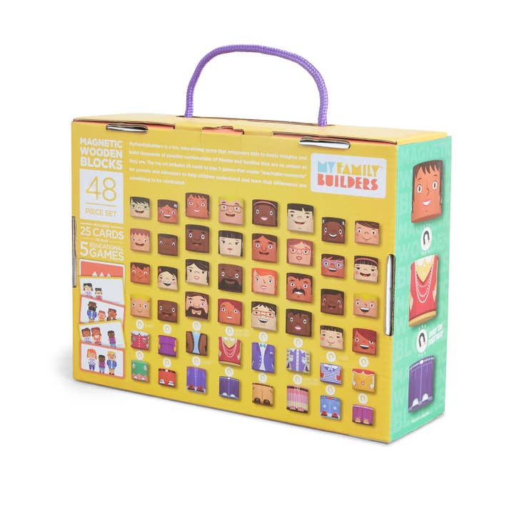 MyFamilyBuilders - Wholesale Building Set - Kids - 48-Piece Diverse Family Play Set - Magnetic Wooden Blocks.
