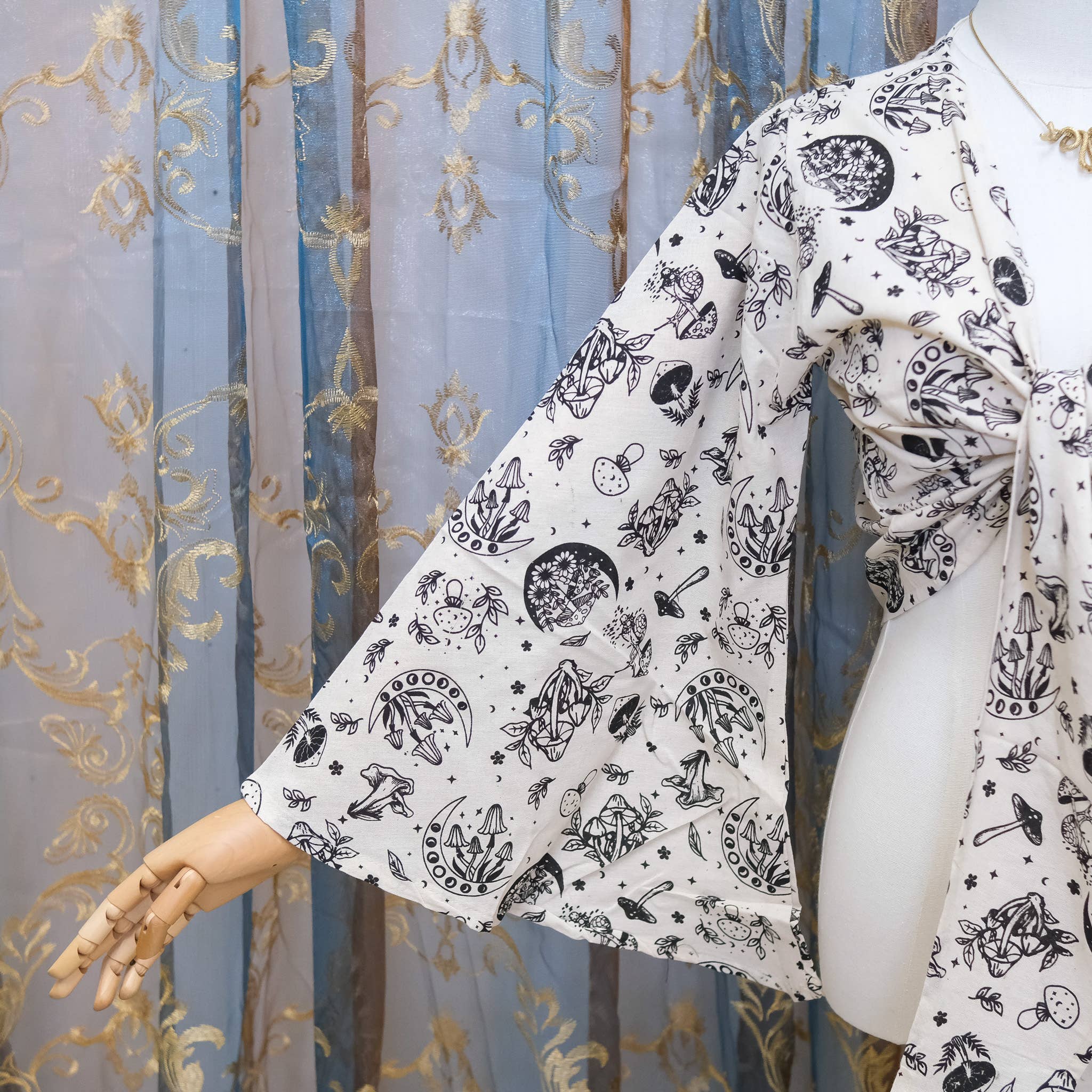 Karma Nepal Crafts - Wholesale Blouse - Women's - 3 Way Cotton Wrap Top with Mushroom Print24