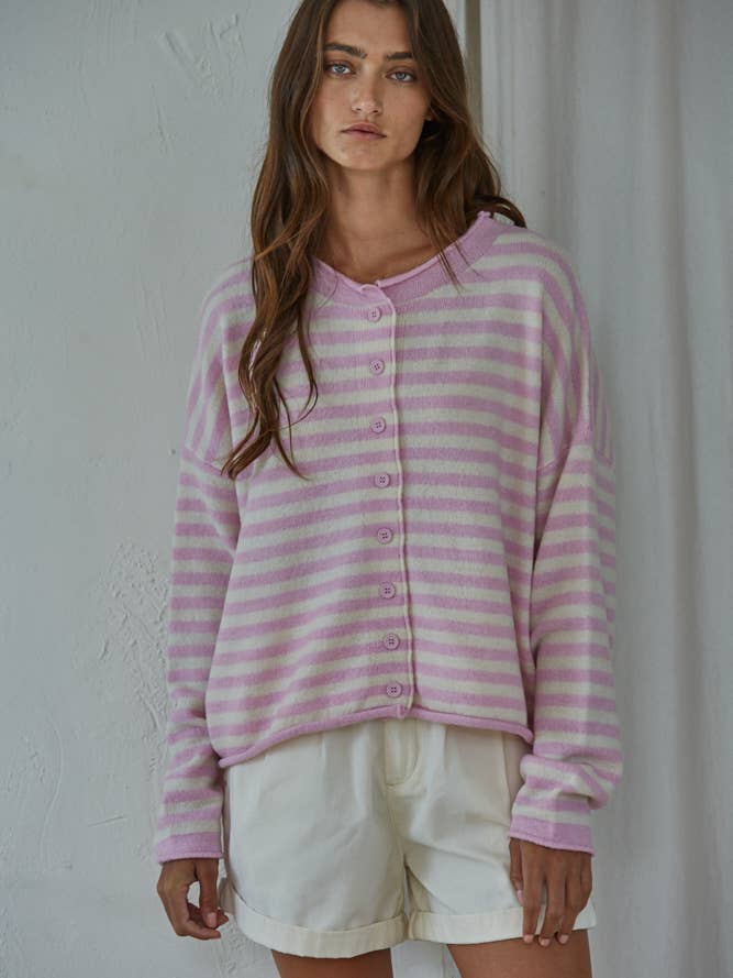 By Together - Wholesale Knit Sweater - Women's - W2537 | Knit Polyester Acrylic Striped Sweater Cardigan 13