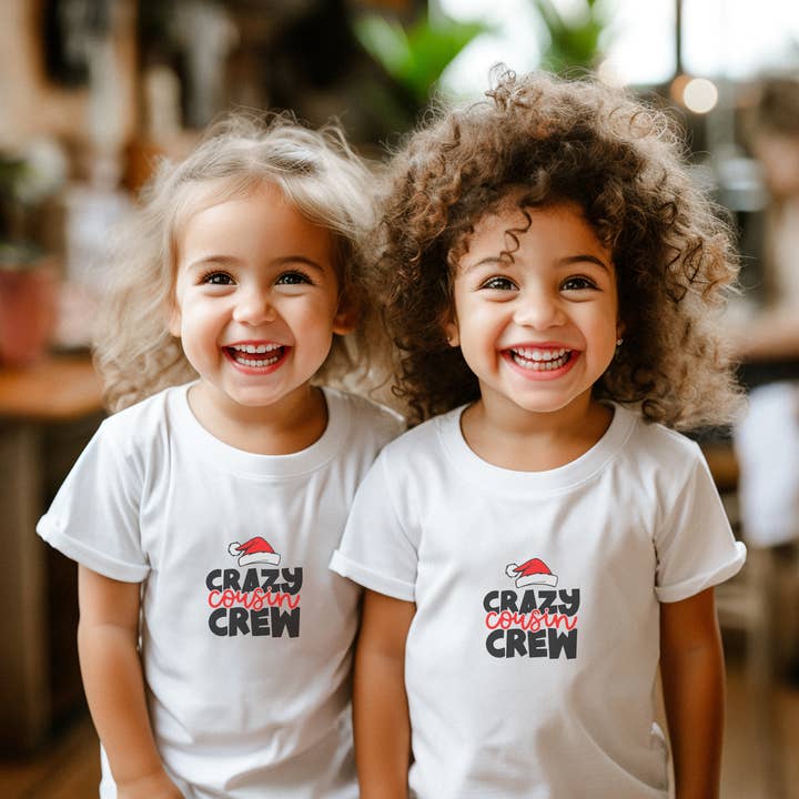 Crazy Cousin Crew Kids Christmas T-Shirt XS-XL for wholesale by Shine Thrive Grow