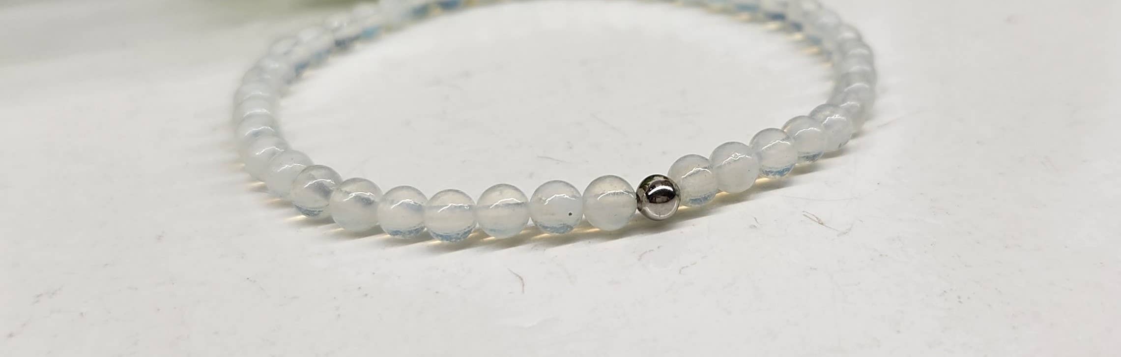Meraki Gemstones - Wholesale Beaded Bracelet - Opalite Stretchable Gemstone Bracelet 4MM Beads -7.5" Long2