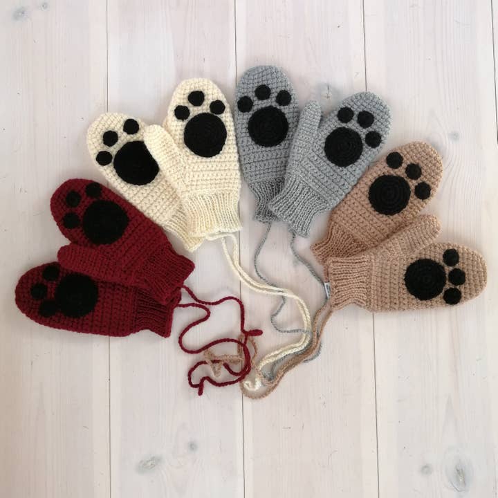Child's Paw Print Mittens for wholesale by EKA