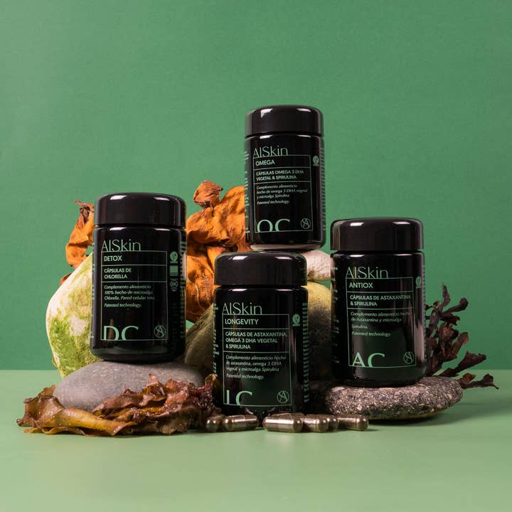 AlSkin Cosmetics - Vendita all'ingrosso Vitamine/integratori orali - AlSkin Omega - Capsule di Spirulina e DHA vegano ricco di Omega-32