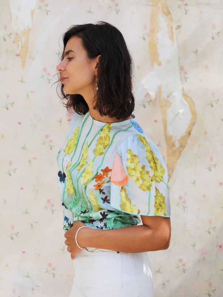 Flora Blouse - Sky for wholesale by Frank & Dollys