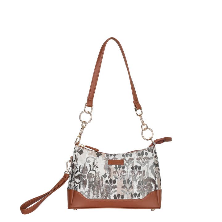 Women's Vegan Leather & Tapestry Fabric Shoulder Bag Purse for wholesale by Sishka Ltd