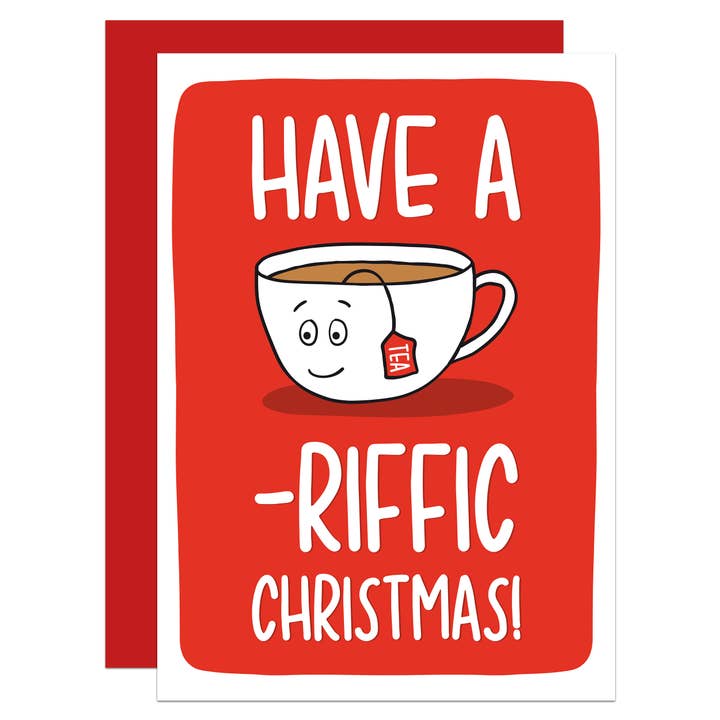 Tarjeta navideña A6 de juego de pun de té para venta al por mayor de TeePee Creations