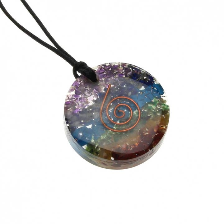 UniArt - Wholesale Spiritual Stone/Crystal - Orgonite pendant without metal setting, round6