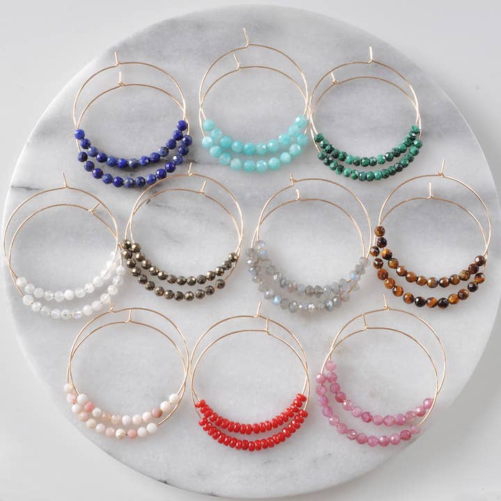 Libby & Smee - Wholesale Hoop Earrings - Large Gemstone Gold Filled Hoop Earrings