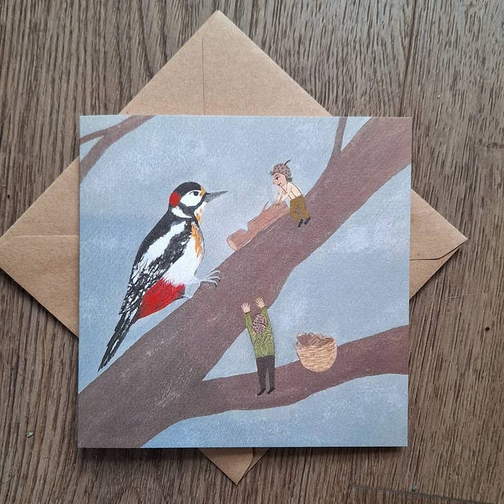 Chopping wood greetings card for wholesale by LYDIAMAE
