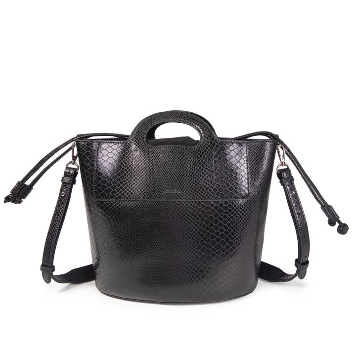 Svart metallisk St Tropez läderhandväska för wholesale av kate lee