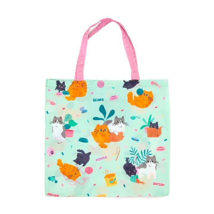 Puckator EU - Wholesale Grocery/Shopping Bag - Foldable Reusable RPET Shopping Bag Beans & Co Cats3