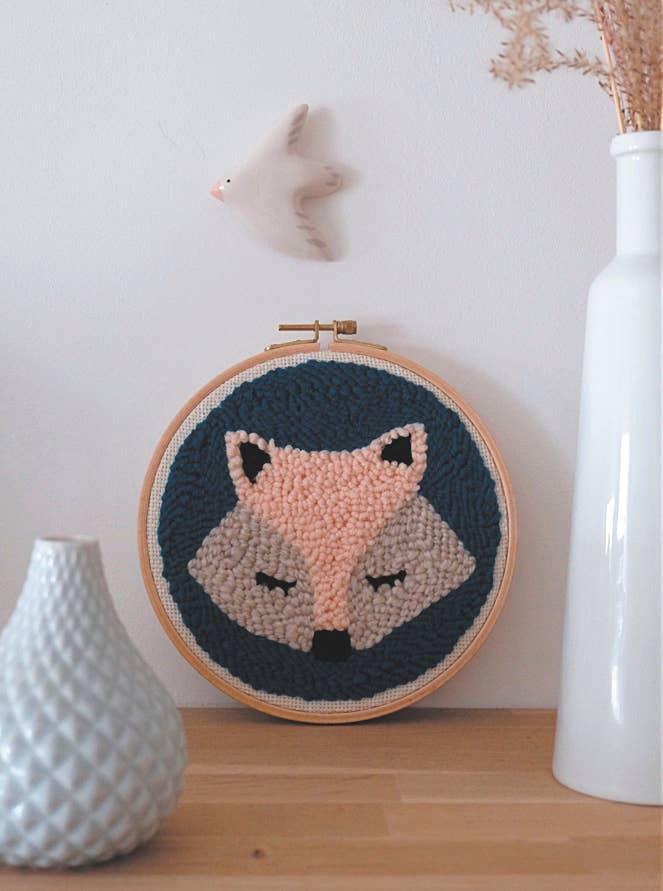 Graine Créative - Wholesale Craft Sewing Kit - PUNCH NEEDLE KIT FOX DIA. 200mm2