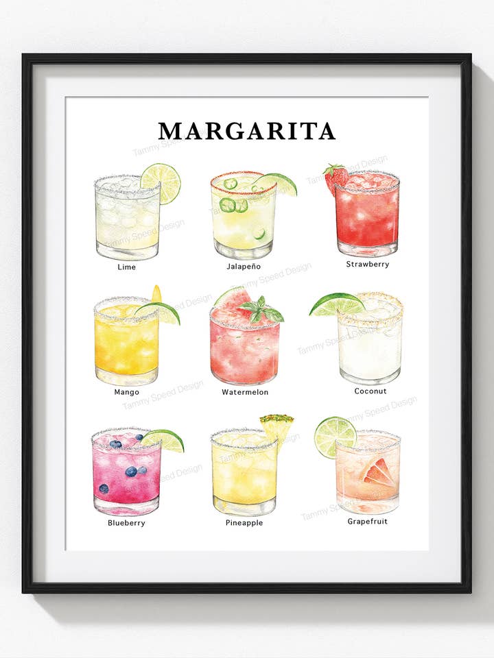 Margarita Flavors Art Print for wholesale by Tammy Speed Design