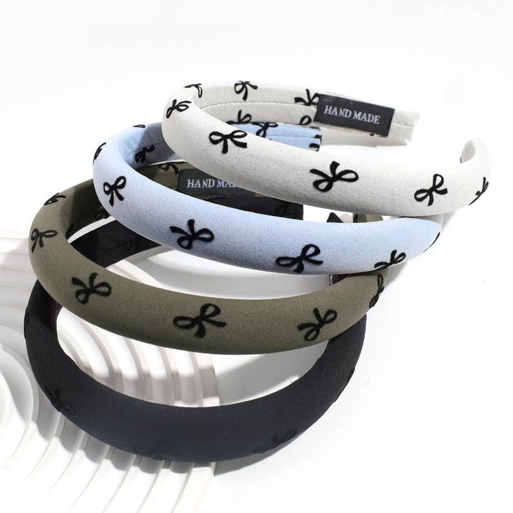 ACCITY - Wholesale Fashion Headband - Women's - SIMPLE SOLID COLOR BOW PRINT HEADBAND_CWAHA2245