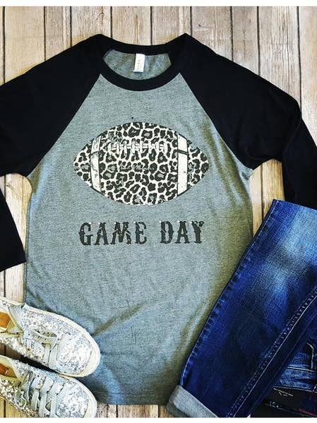 Leopard Fútbol Raglán para venta al por mayor de Plain Apparel Tees