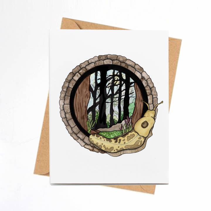 „Følelse træg i PNW“ Håndlavet Notecard for engroshandel hos PinkPolish Design