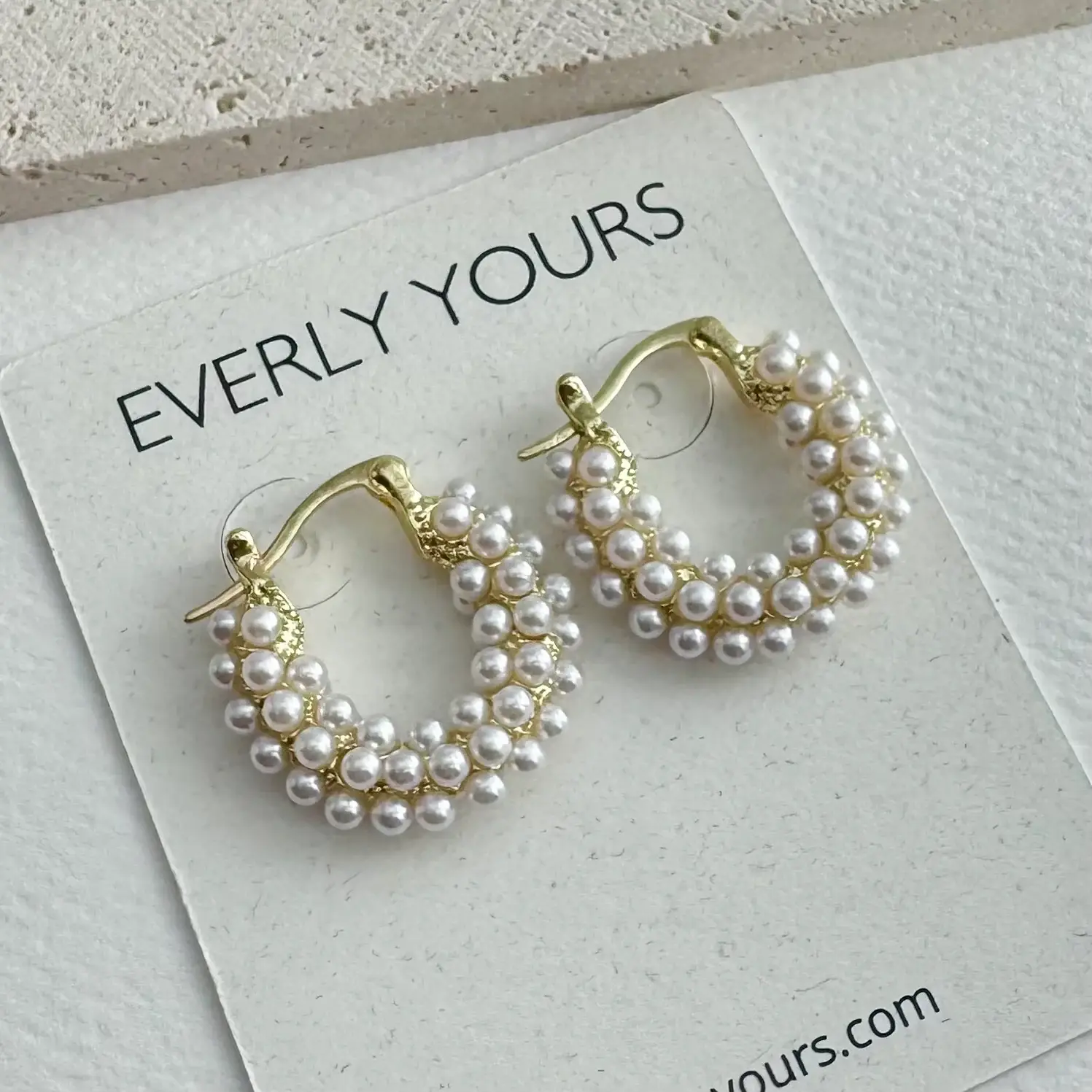 Everly Yours - Wholesale Hoop Earrings - Aurelia 14K Gold Pearl Hoops3