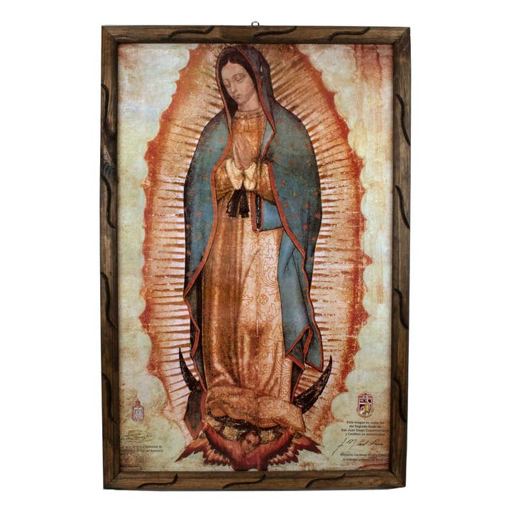Our Lady of Guadalupe Rustic Frame Painting | Virgen de Guad for wholesale by mrcjsales