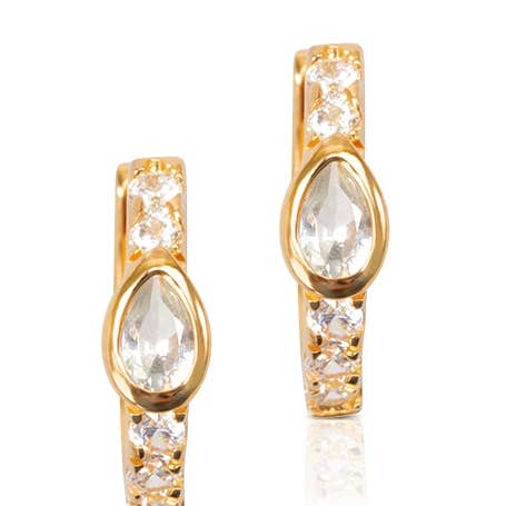 Olivia Pear Cut Hoops- Diamond for wholesale by Heidi & Bea