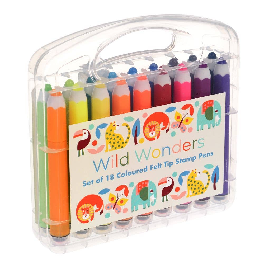 Bobangles - Wholesale Art Set - Kids & Baby - Rex London Felt Tip Stamp Pens - Wild Wonders0