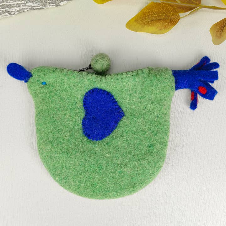 Wool Felt Peacock Coin Purse Coin Holder Card Holder Storage for wholesale by mildstyles