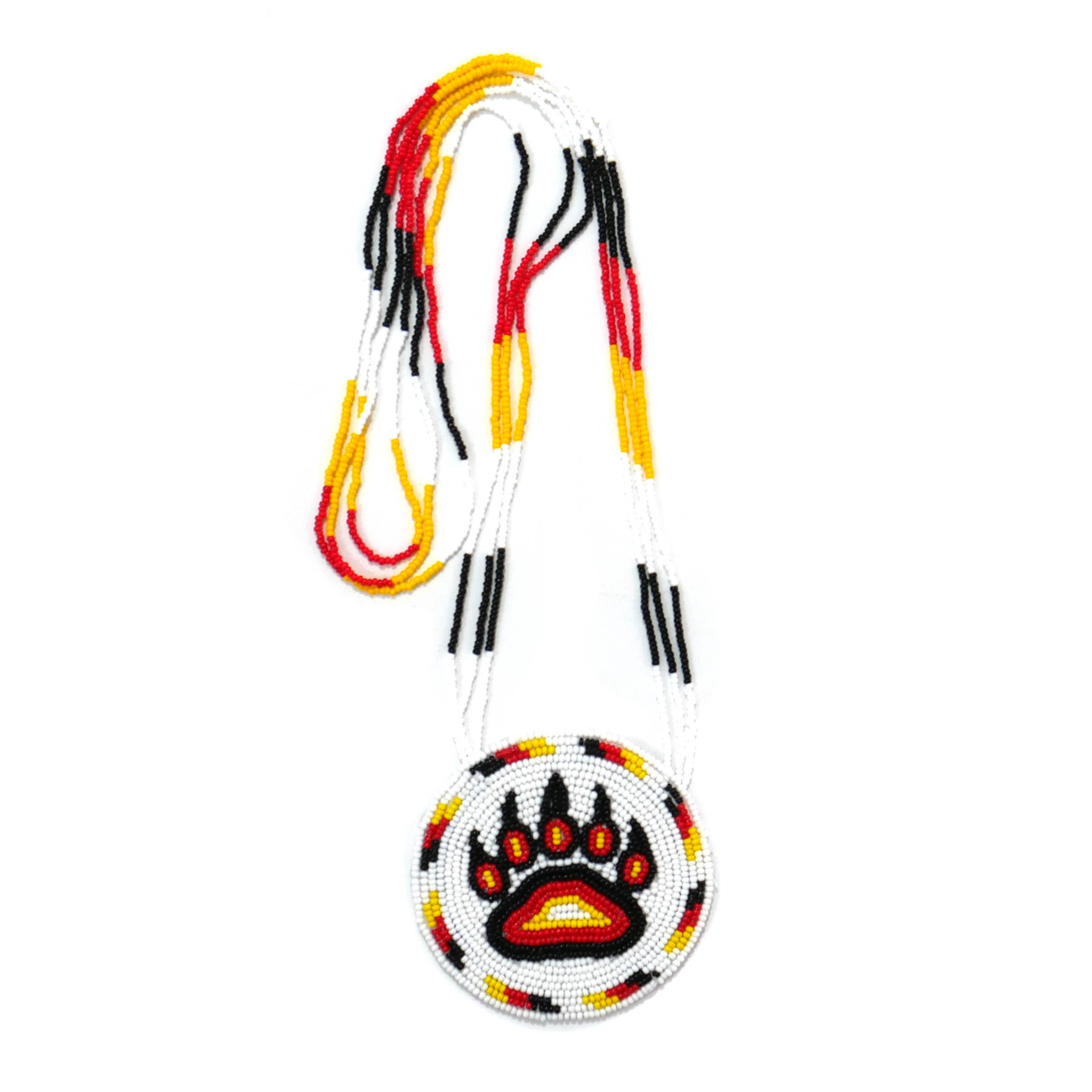 KANGURAH - Wholesale Pendant/charm necklace - Native American Style Beaded Bear Paw medallions (Black)9