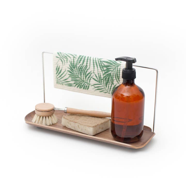 Bosign - Wholesale Kitchen Storage/Organizer - Leaf™ Sink Organiser With Dishcloth Hanger, Walnut. Water-Resistant2