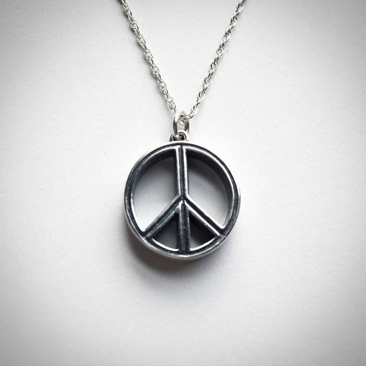 Sterling Silver Peace Sign Pendant Charm Necklace for wholesale by Andrew Gordon Jewelry