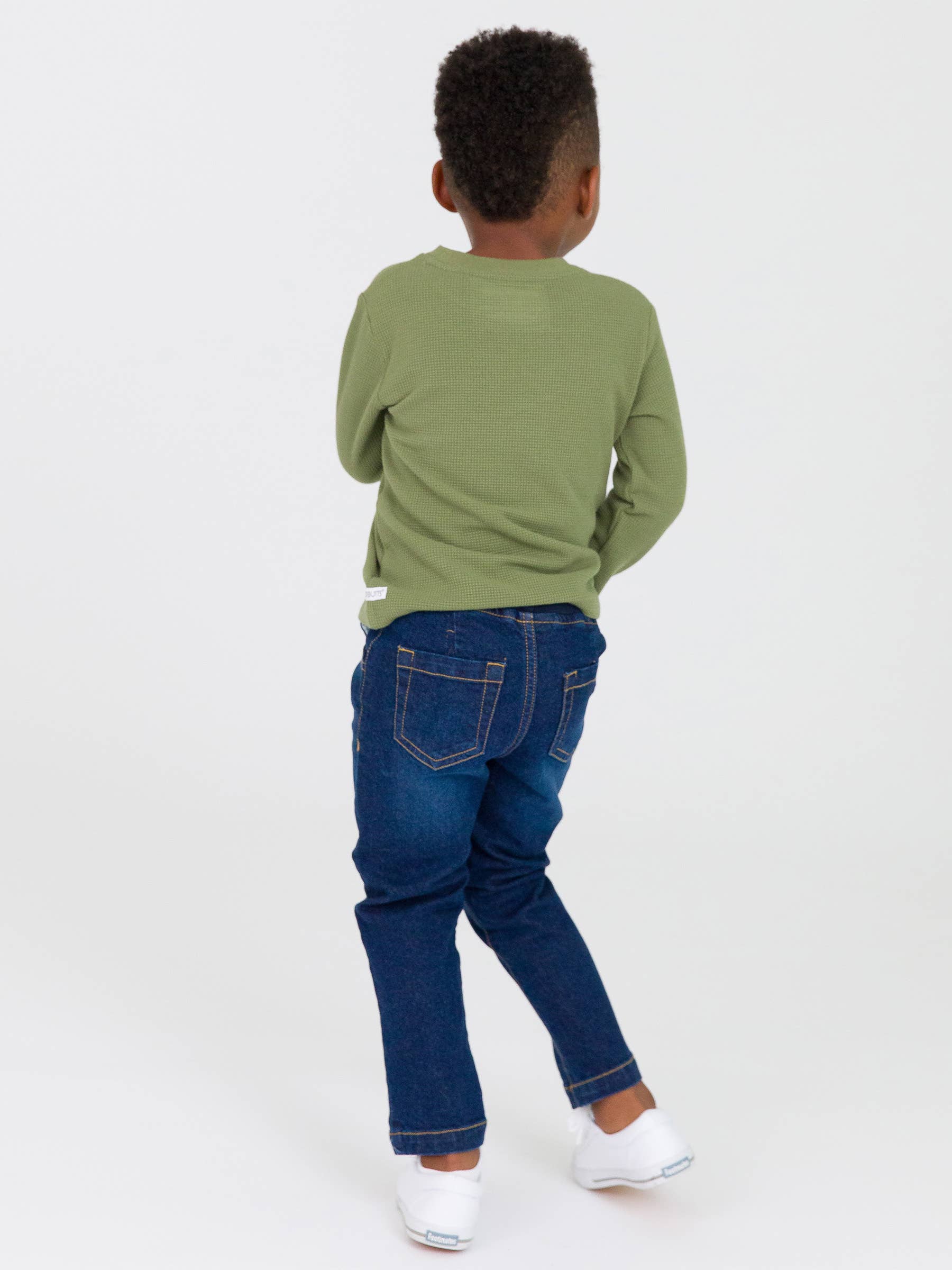RuffleButts + RuggedButts - Vendita all'ingrosso Jeans - Bambini - Jeans elasticizzati da ragazzo in denim lavaggio medio con elastico in vita5