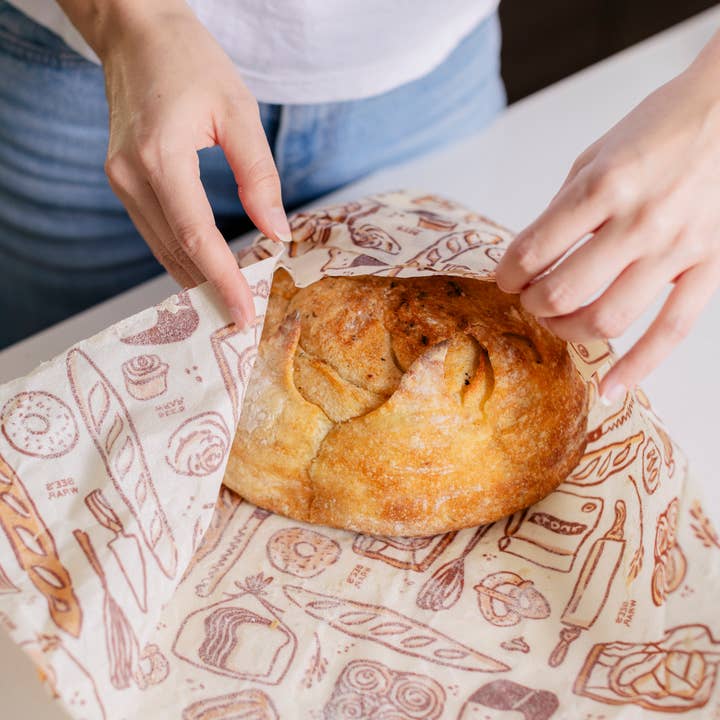 Bee's Wrap - Wholesale Food Storage Wrap/Bag - New! Bakery Lane - Bread Wrap, Seasonal Print3