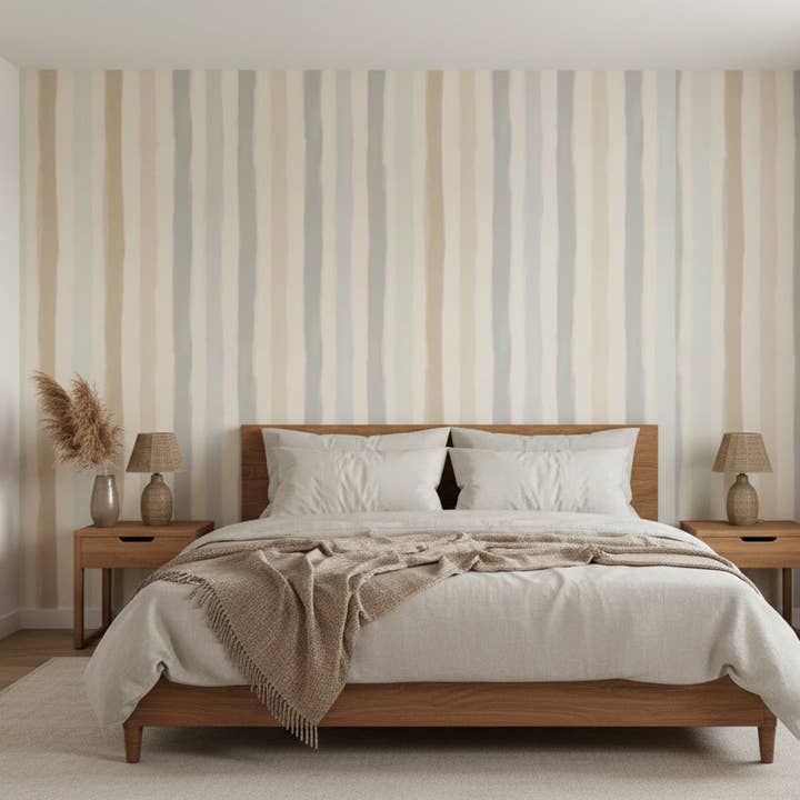 Heirloom Stripe | Soft Neutral Luxury Wallpaper for wholesale by Design by Lola