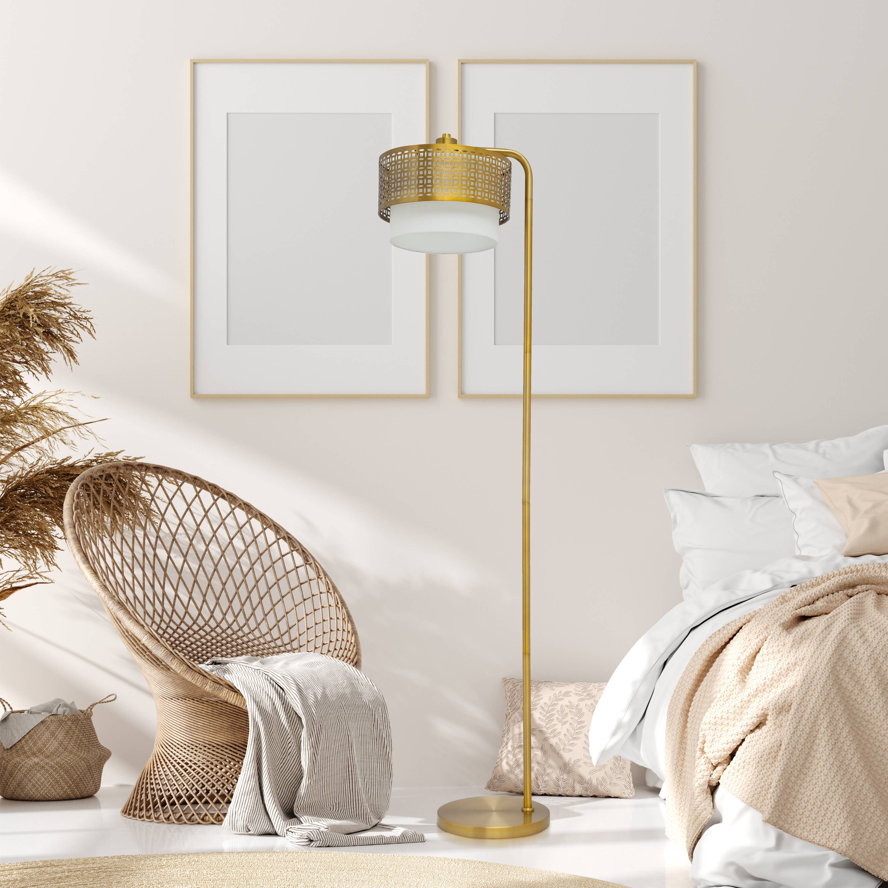 River of Goods - Wholesale Floor Lamp - 65.25"H Xander Gold & White Drum Shade Floor Lamp6