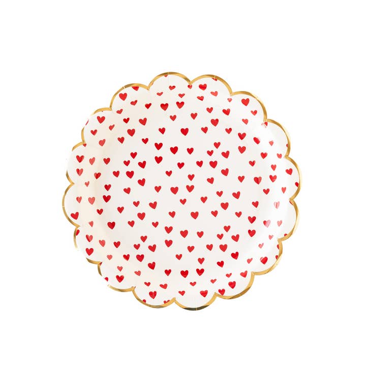 My Mind’s Eye - Wholesale Disposable Plate - PLPL189 - Tiny Red Hearts Paper Plate1