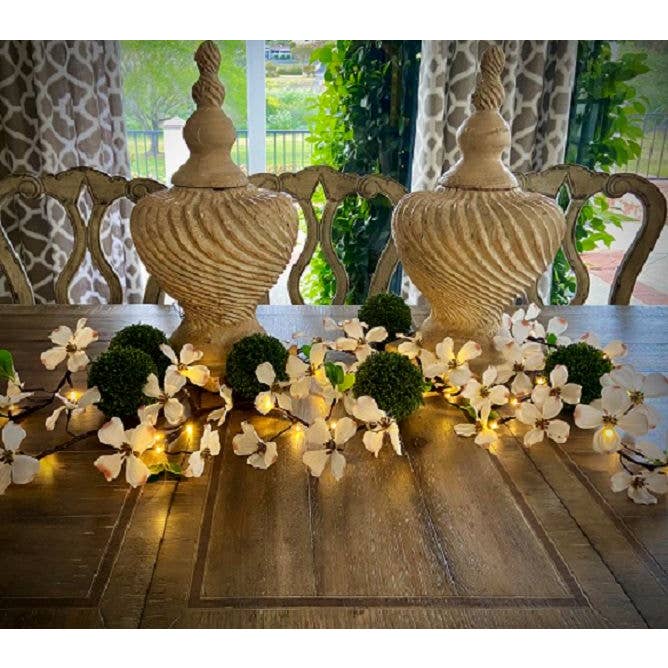 The Light Garden Collection - Wholesale Bunting/Garland - 70" Dogwood Garland With 40 Warm White LEDs