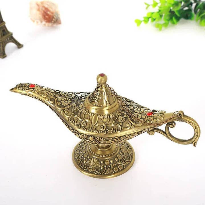 La Bella Monte - Wholesale Incense Holder - Colorful Metal Genie Lamp Bronze Holiday Décor4