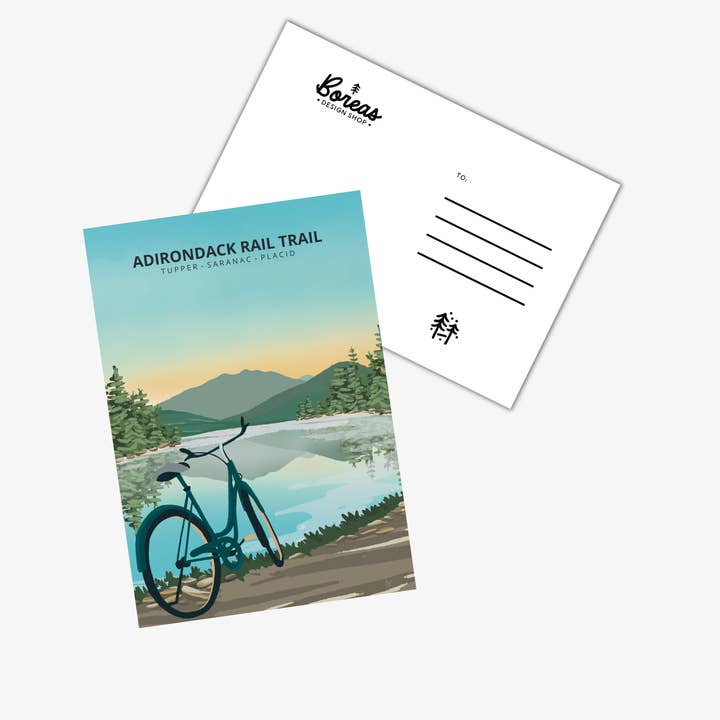 Boreas Design Shop - Wholesale Postcard - Adirondack Rail Trail Postcard