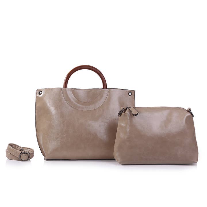 INES DELAURE - Venta al por mayor Bolso con asas - Mujer - Bolso dos en uno, asas redondas, correa de hombro extraíble