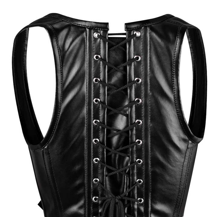 Attire Fashion Club - Vendita all'ingrosso Corsetto - Donna - Corsetto Overbust Steampunk Gotico - Vera Pelle